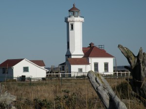 Point Wilson Lighthouse on the beach of Fort Worden